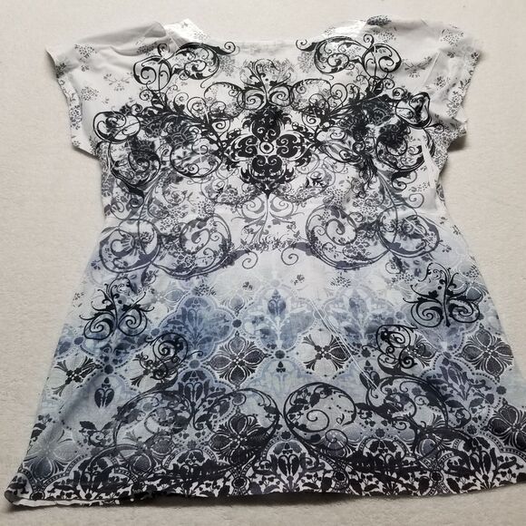 Unity World Wear Plus 1X Top Blouse Floral V Neck Bohemian Festival Boho Hippie - Picture 9 of 10